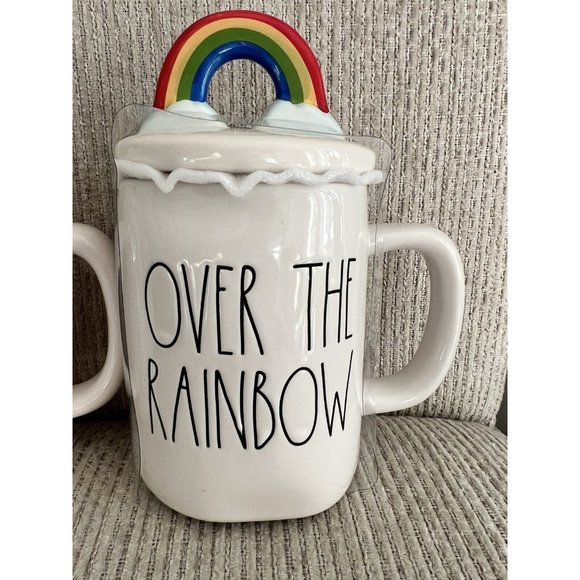 NEW 2 Rae Dunn “Rainbow” Mugs w/ Rainbow Topper Over the Rainbow - Picture 2 of 5